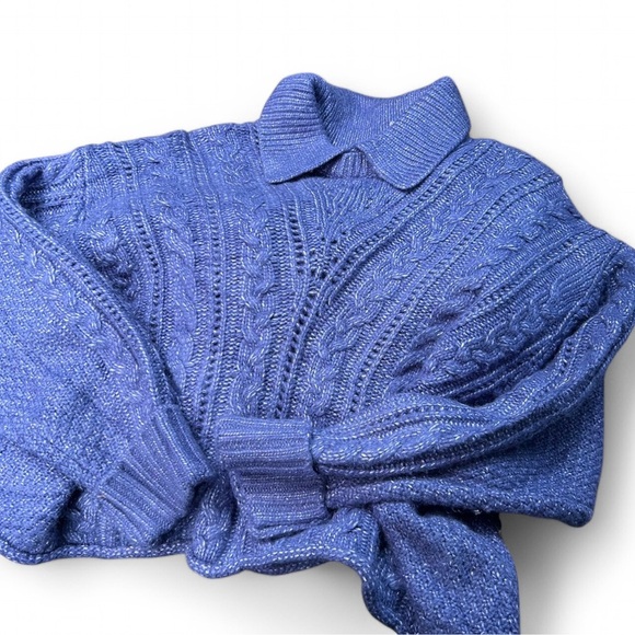 525 America Blue Alicia Revolve Cable Knit Polo Pullover - Picture 5 of 6